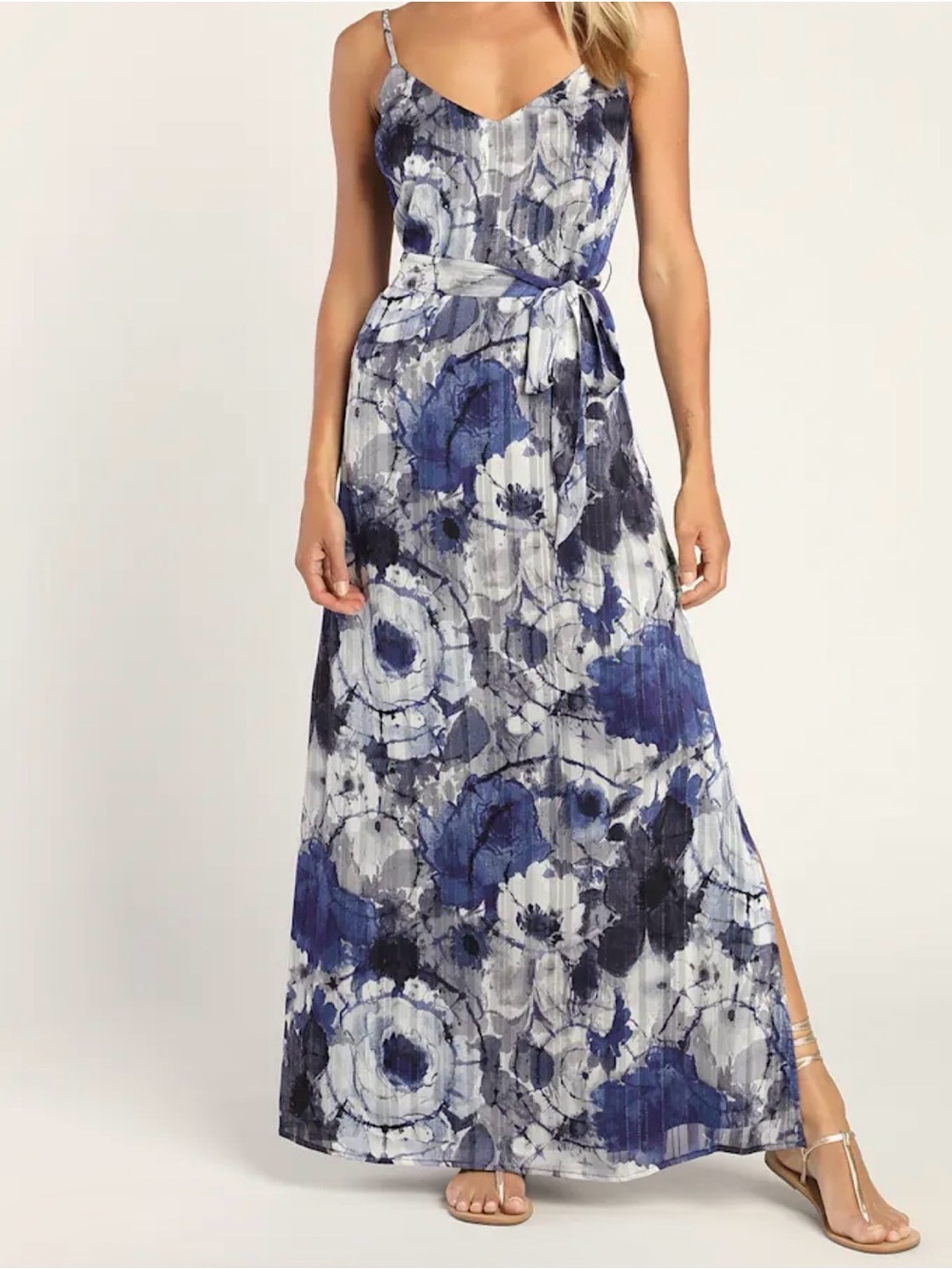 Lulu's Blue and White Floral Maxi Dress